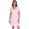 imageWiWi Nightgowns for Women Short Sleeve Sleepshirt Pajama Shirt Viscose from bamboo Soft Sleep Dress Vneck Nightshirt SXXLApink