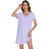 imageWiWi Nightgowns for Women Short Sleeve Sleepshirt Pajama Shirt Viscose from bamboo Soft Sleep Dress Vneck Nightshirt SXXLAtaro Purple