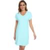imageWiWi Nightgowns for Women Short Sleeve Sleepshirt Pajama Shirt Viscose from bamboo Soft Sleep Dress Vneck Nightshirt SXXLBaqua