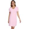 imageWiWi Nightgowns for Women Short Sleeve Sleepshirt Pajama Shirt Viscose from bamboo Soft Sleep Dress Vneck Nightshirt SXXLBpink