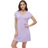 imageWiWi Nightgowns for Women Short Sleeve Sleepshirt Pajama Shirt Viscose from bamboo Soft Sleep Dress Vneck Nightshirt SXXLBtaro Purple