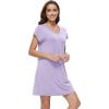 imageWiWi Nightgowns for Women Short Sleeve Sleepshirt Pajama Shirt Viscose from bamboo Soft Sleep Dress Vneck Nightshirt SXXLBtaro Purple