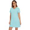 imageWiWi Nightgowns for Women Short Sleeve Sleepshirt Pajama Shirt Viscose from bamboo Soft Sleep Dress Vneck Nightshirt SXXLCaqua