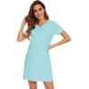 imageWiWi Nightgowns for Women Short Sleeve Sleepshirt Pajama Shirt Viscose from bamboo Soft Sleep Dress Vneck Nightshirt SXXLCaqua