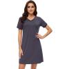 imageWiWi Nightgowns for Women Short Sleeve Sleepshirt Pajama Shirt Viscose from bamboo Soft Sleep Dress Vneck Nightshirt SXXLCdark Grey