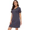 imageWiWi Nightgowns for Women Short Sleeve Sleepshirt Pajama Shirt Viscose from bamboo Soft Sleep Dress Vneck Nightshirt SXXLCdark Grey