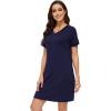 imageWiWi Nightgowns for Women Short Sleeve Sleepshirt Pajama Shirt Viscose from bamboo Soft Sleep Dress Vneck Nightshirt SXXLCnavy