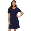 imageWiWi Nightgowns for Women Short Sleeve Sleepshirt Pajama Shirt Viscose from bamboo Soft Sleep Dress Vneck Nightshirt SXXLCnavy