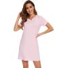 imageWiWi Nightgowns for Women Short Sleeve Sleepshirt Pajama Shirt Viscose from bamboo Soft Sleep Dress Vneck Nightshirt SXXLCpink