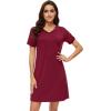 imageWiWi Nightgowns for Women Short Sleeve Sleepshirt Pajama Shirt Viscose from bamboo Soft Sleep Dress Vneck Nightshirt SXXLCwine