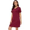 imageWiWi Nightgowns for Women Short Sleeve Sleepshirt Pajama Shirt Viscose from bamboo Soft Sleep Dress Vneck Nightshirt SXXLCwine