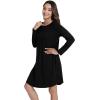 imageWiWi Nightgowns for Women Sleep Dress Soft Long Sleeve Curved Hem Nightgown with PocketsViscose from Bamboo SXXLBlack