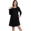 imageWiWi Nightgowns for Women Sleep Dress Soft Long Sleeve Curved Hem Nightgown with PocketsViscose from Bamboo SXXLBlack