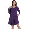 imageWiWi Nightgowns for Women Sleep Dress Soft Long Sleeve Curved Hem Nightgown with PocketsViscose from Bamboo SXXLDark Purple