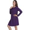 imageWiWi Nightgowns for Women Sleep Dress Soft Long Sleeve Curved Hem Nightgown with PocketsViscose from Bamboo SXXLDark Purple