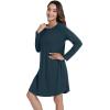 imageWiWi Nightgowns for Women Sleep Dress Soft Long Sleeve Curved Hem Nightgown with PocketsViscose from Bamboo SXXLDeep Teal
