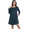 imageWiWi Nightgowns for Women Sleep Dress Soft Long Sleeve Curved Hem Nightgown with PocketsViscose from Bamboo SXXLDeep Teal