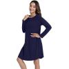 imageWiWi Nightgowns for Women Sleep Dress Soft Long Sleeve Curved Hem Nightgown with PocketsViscose from Bamboo SXXLNavy