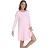 imageWiWi Nightgowns for Women Sleep Dress Soft Long Sleeve Curved Hem Nightgown with PocketsViscose from Bamboo SXXLPink