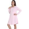imageWiWi Nightgowns for Women Sleep Dress Soft Long Sleeve Curved Hem Nightgown with PocketsViscose from Bamboo SXXLPink
