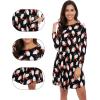 imageWiWi Nightgowns for Women Sleep Dress Soft Long Sleeve Curved Hem Nightgown with PocketsViscose from Bamboo SXXLSanta Claus on Black