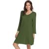 imageWiWi Nightgowns for Women Soft Long Sleeve Nightgown Plus Size Sleep Shirt Pajama Gown Viscose from Bamboo S4XAarmy Green