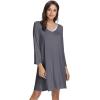 imageWiWi Nightgowns for Women Soft Long Sleeve Nightgown Plus Size Sleep Shirt Pajama Gown Viscose from Bamboo S4XAcharcoal