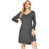 imageWiWi Nightgowns for Women Soft Long Sleeve Nightgown Plus Size Sleep Shirt Pajama Gown Viscose from Bamboo S4XAcharcoal Heather