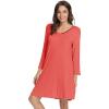 imageWiWi Nightgowns for Women Soft Long Sleeve Nightgown Plus Size Sleep Shirt Pajama Gown Viscose from Bamboo S4XAcoral