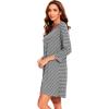 imageWiWi Nightgowns for Women Soft Long Sleeve Nightgown Plus Size Sleep Shirt Pajama Gown Viscose from Bamboo S4XAheather Grey Stripe