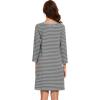 imageWiWi Nightgowns for Women Soft Long Sleeve Nightgown Plus Size Sleep Shirt Pajama Gown Viscose from Bamboo S4XAheather Grey Stripe