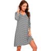 imageWiWi Nightgowns for Women Soft Long Sleeve Nightgown Plus Size Sleep Shirt Pajama Gown Viscose from Bamboo S4XAheather Grey Stripe