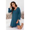 imageWiWi Nightgowns for Women Soft Long Sleeve Nightgown Plus Size Sleep Shirt Pajama Gown Viscose from Bamboo S4XAink Blue