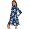 imageWiWi Nightgowns for Women Soft Long Sleeve Nightgown Plus Size Sleep Shirt Pajama Gown Viscose from Bamboo S4XAink Blue Floral