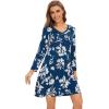 imageWiWi Nightgowns for Women Soft Long Sleeve Nightgown Plus Size Sleep Shirt Pajama Gown Viscose from Bamboo S4XAink Blue Floral
