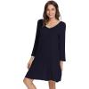 imageWiWi Nightgowns for Women Soft Long Sleeve Nightgown Plus Size Sleep Shirt Pajama Gown Viscose from Bamboo S4XAnavy