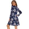imageWiWi Nightgowns for Women Soft Long Sleeve Nightgown Plus Size Sleep Shirt Pajama Gown Viscose from Bamboo S4XAnavy Floral