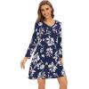 imageWiWi Nightgowns for Women Soft Long Sleeve Nightgown Plus Size Sleep Shirt Pajama Gown Viscose from Bamboo S4XAnavy Floral