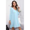 imageWiWi Nightgowns for Women Soft Long Sleeve Nightgown Plus Size Sleep Shirt Pajama Gown Viscose from Bamboo S4XApale Blue