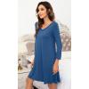 imageWiWi Nightgowns for Women Soft Long Sleeve Nightgown Plus Size Sleep Shirt Pajama Gown Viscose from Bamboo S4XAprussian Blue