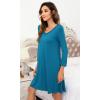 imageWiWi Nightgowns for Women Soft Long Sleeve Nightgown Plus Size Sleep Shirt Pajama Gown Viscose from Bamboo S4XAteal Blue