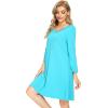imageWiWi Nightgowns for Women Soft Long Sleeve Nightgown Plus Size Sleep Shirt Pajama Gown Viscose from Bamboo S4XAturquoise