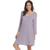 imageWiWi Nightgowns for Women Soft Long Sleeve Nightgown Plus Size Sleep Shirt Pajama Gown Viscose from Bamboo S4XAviolet