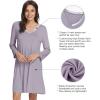 imageWiWi Nightgowns for Women Soft Long Sleeve Nightgown Plus Size Sleep Shirt Pajama Gown Viscose from Bamboo S4XAviolet