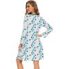 imageWiWi Nightgowns for Women Soft Long Sleeve Nightgown Plus Size Sleep Shirt Pajama Gown Viscose from Bamboo S4XAwhiteTeal Blue Dots