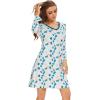 imageWiWi Nightgowns for Women Soft Long Sleeve Nightgown Plus Size Sleep Shirt Pajama Gown Viscose from Bamboo S4XAwhiteTeal Blue Dots