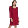 imageWiWi Nightgowns for Women Soft Long Sleeve Nightgown Plus Size Sleep Shirt Pajama Gown Viscose from Bamboo S4XAwine Red