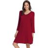 imageWiWi Nightgowns for Women Soft Long Sleeve Nightgown Plus Size Sleep Shirt Pajama Gown Viscose from Bamboo S4XAwine Red