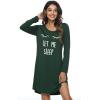 imageWiWi Nightgowns for Women Soft Long Sleeve Nightgown Plus Size Sleep Shirt Pajama Gown Viscose from Bamboo S4XBdeep GreenEye