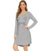 imageWiWi Nightgowns for Women Soft Long Sleeve Nightgown Plus Size Sleep Shirt Pajama Gown Viscose from Bamboo S4XBheather GreyCat